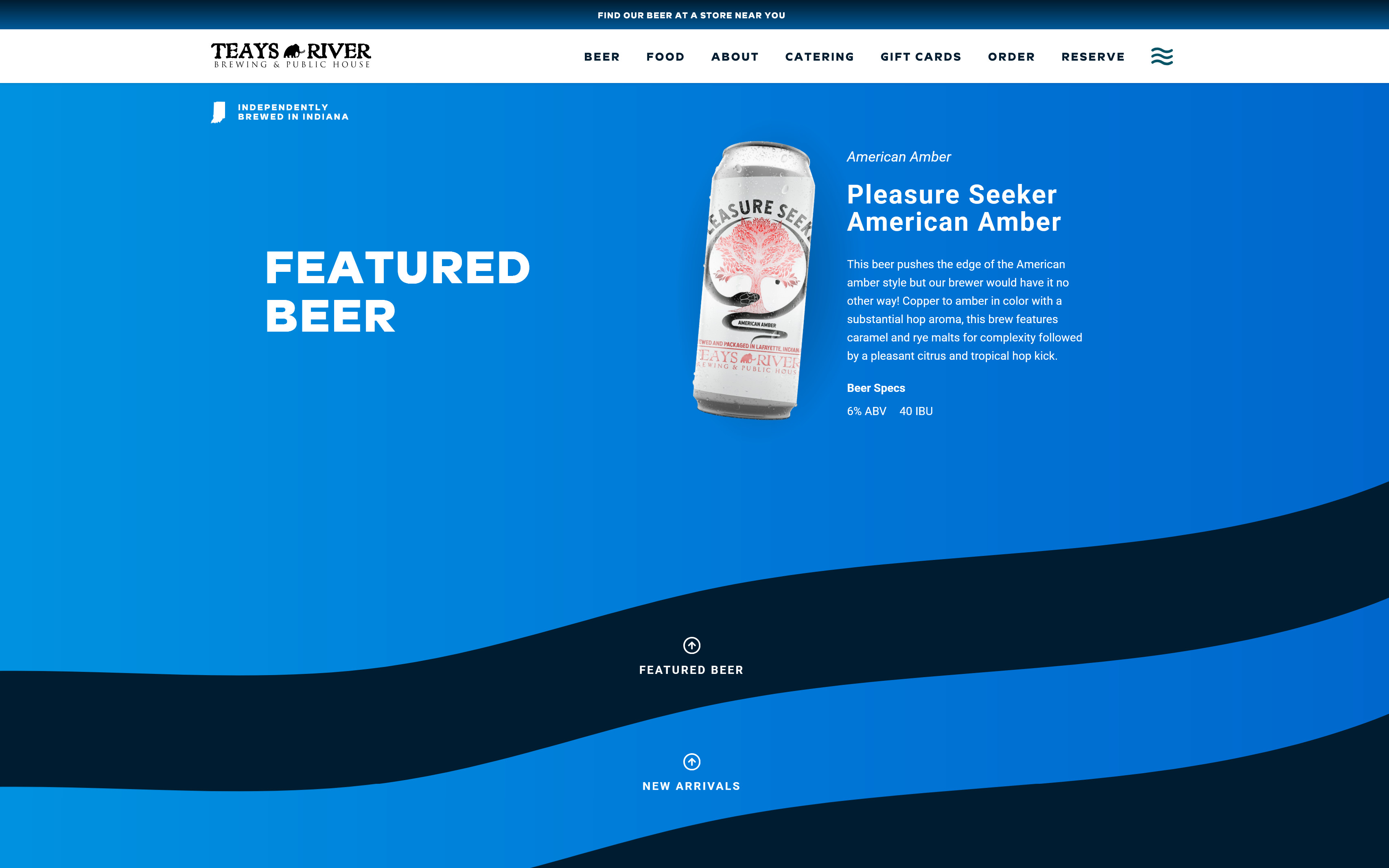 Screenshot of the Teays River Brewing homepage